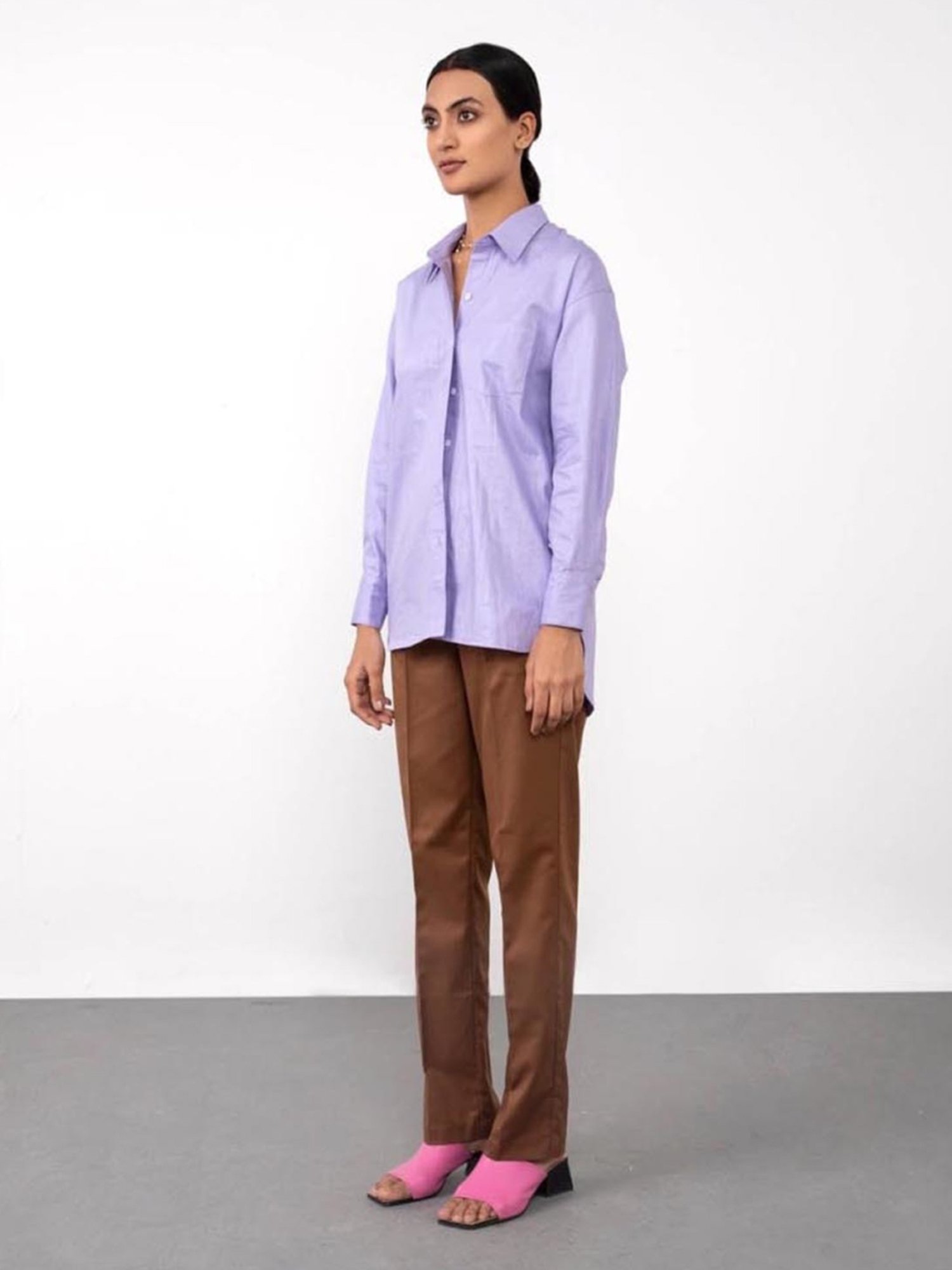 Qua Very Peri Oversized Cotton Shirt