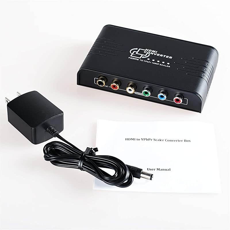 HDMI to YPbPr Scaler Converter HDMI to Component Video 1080P YPbPr RGB + RL Converter Adapter Support Coaxial for PS3 PS4 Bluray Player DVD Xbox Notebookwith Scaler Function Black
