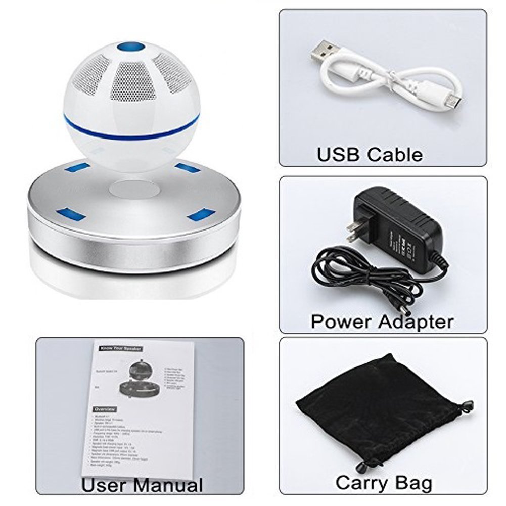 Tekit Portable Wireless Bluetooth Floating Levitating Maglev Speaker ,Levitating Bluetooth Speaker - Floating Wireless Speaker(White)