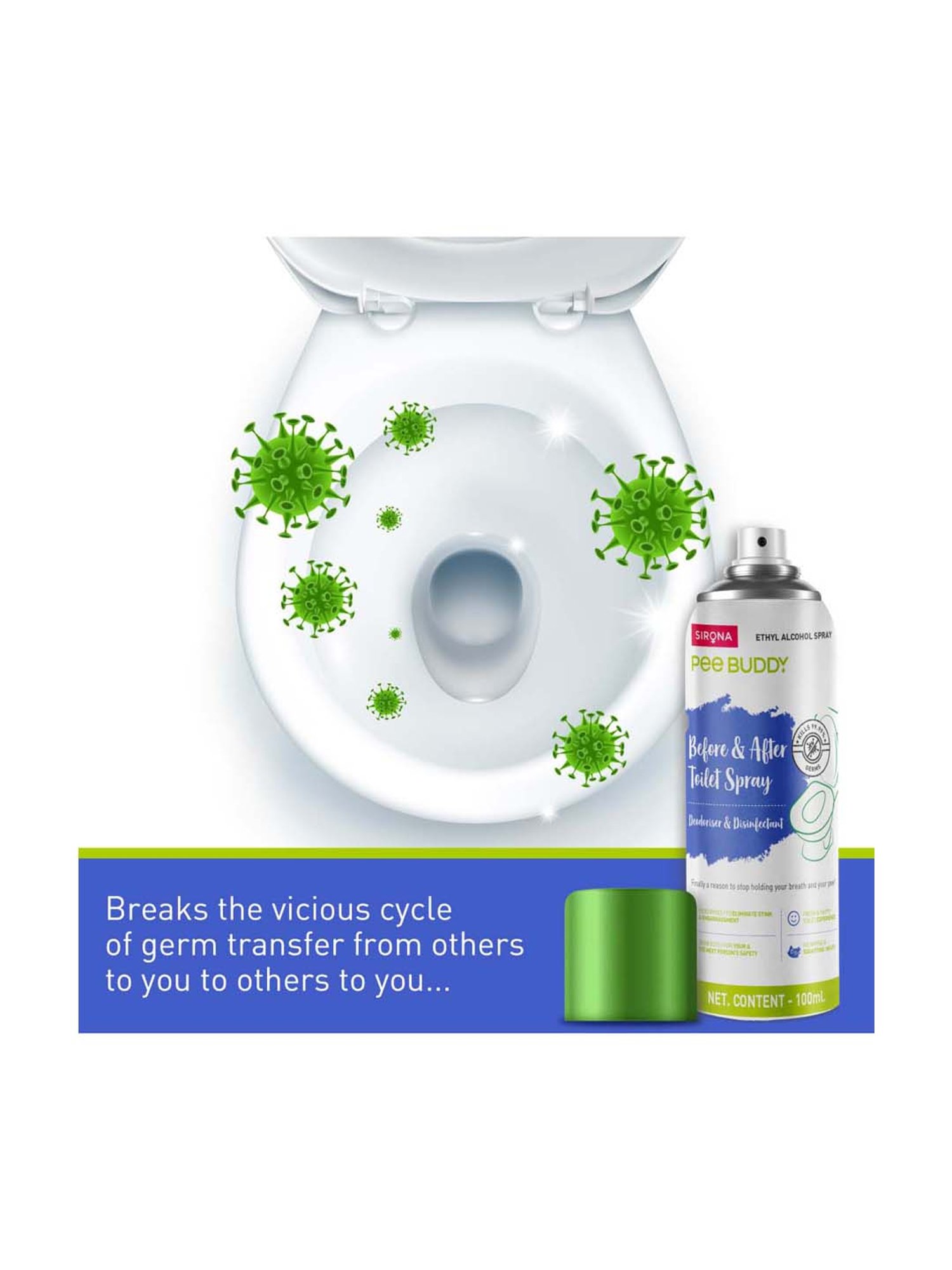 Pee Buddy Toilet Seat Deodorizer and Disinfectant Spray - 100 ml