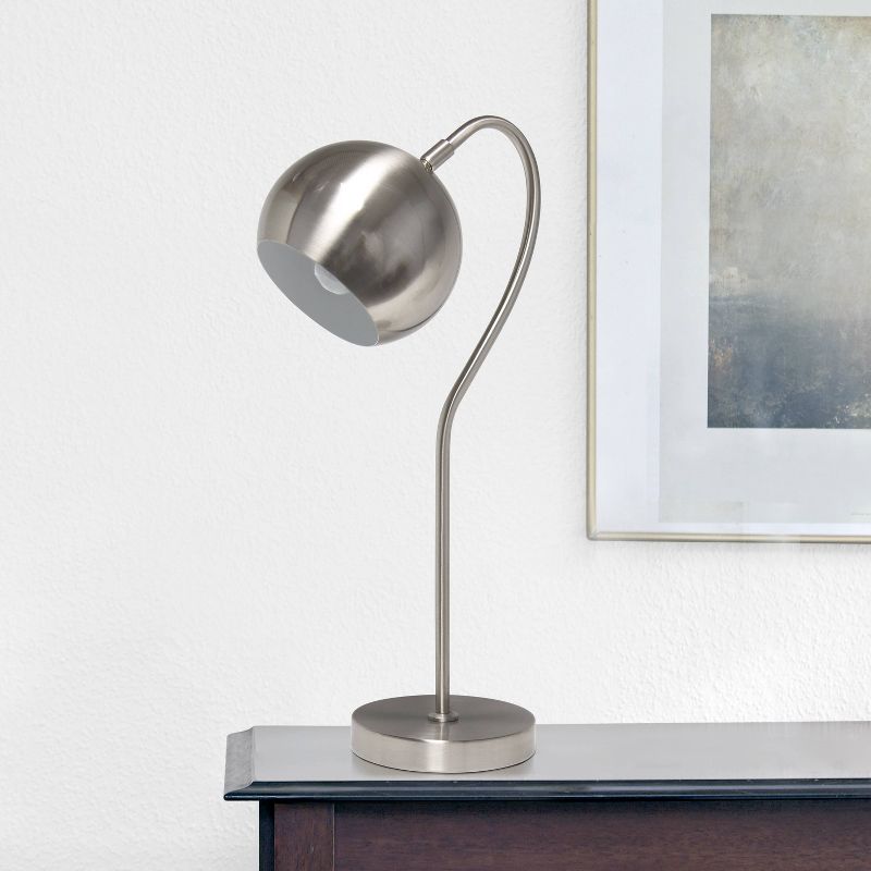 Mid Century Curved Table Lamp with Dome Shade Brushed Nickel - Lalia Home