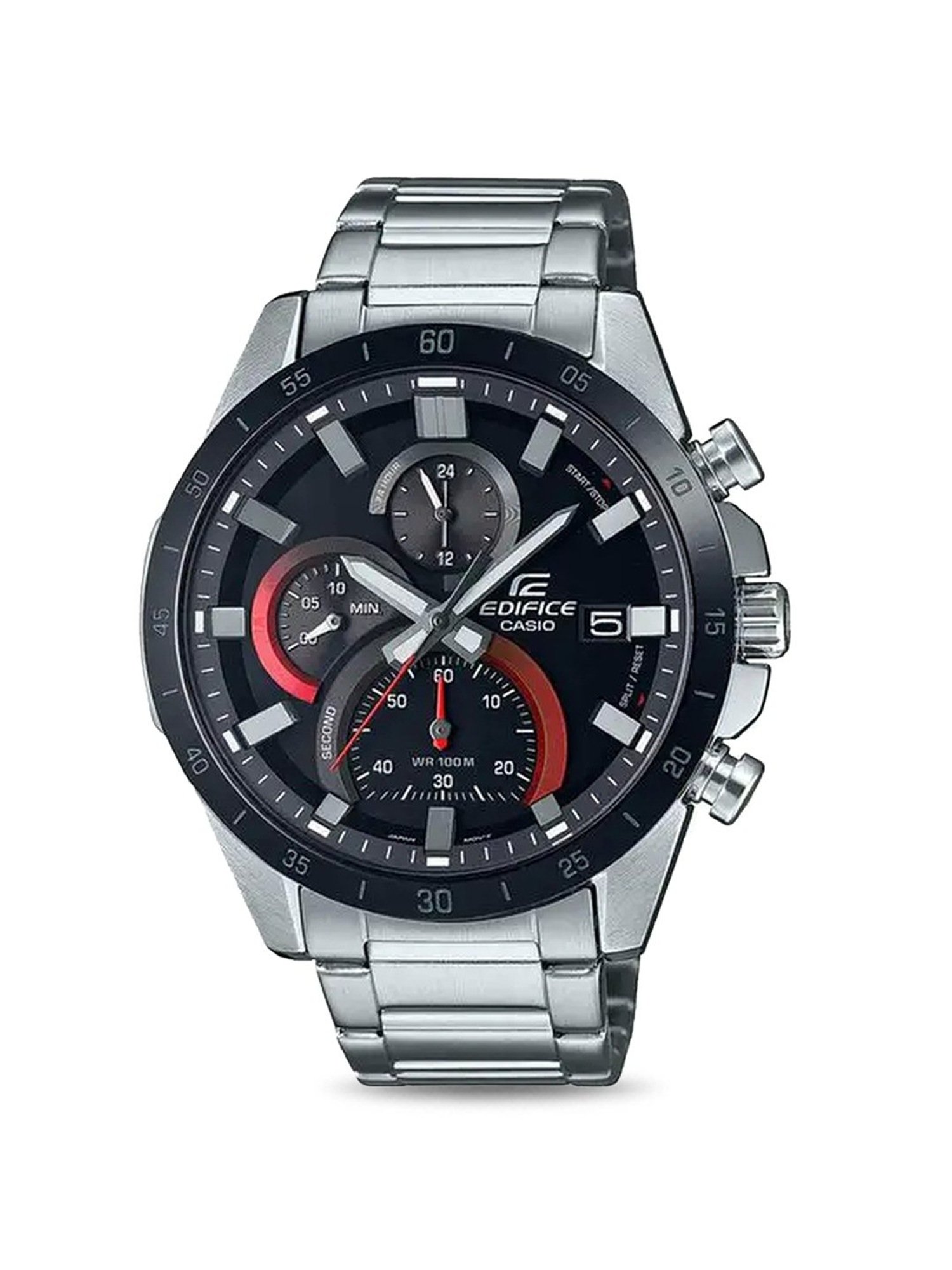Casio EDifice EFR-571DB-1A1VUDF Black Analog Dial Silver Stainless Steel Band Men's Watch ED513