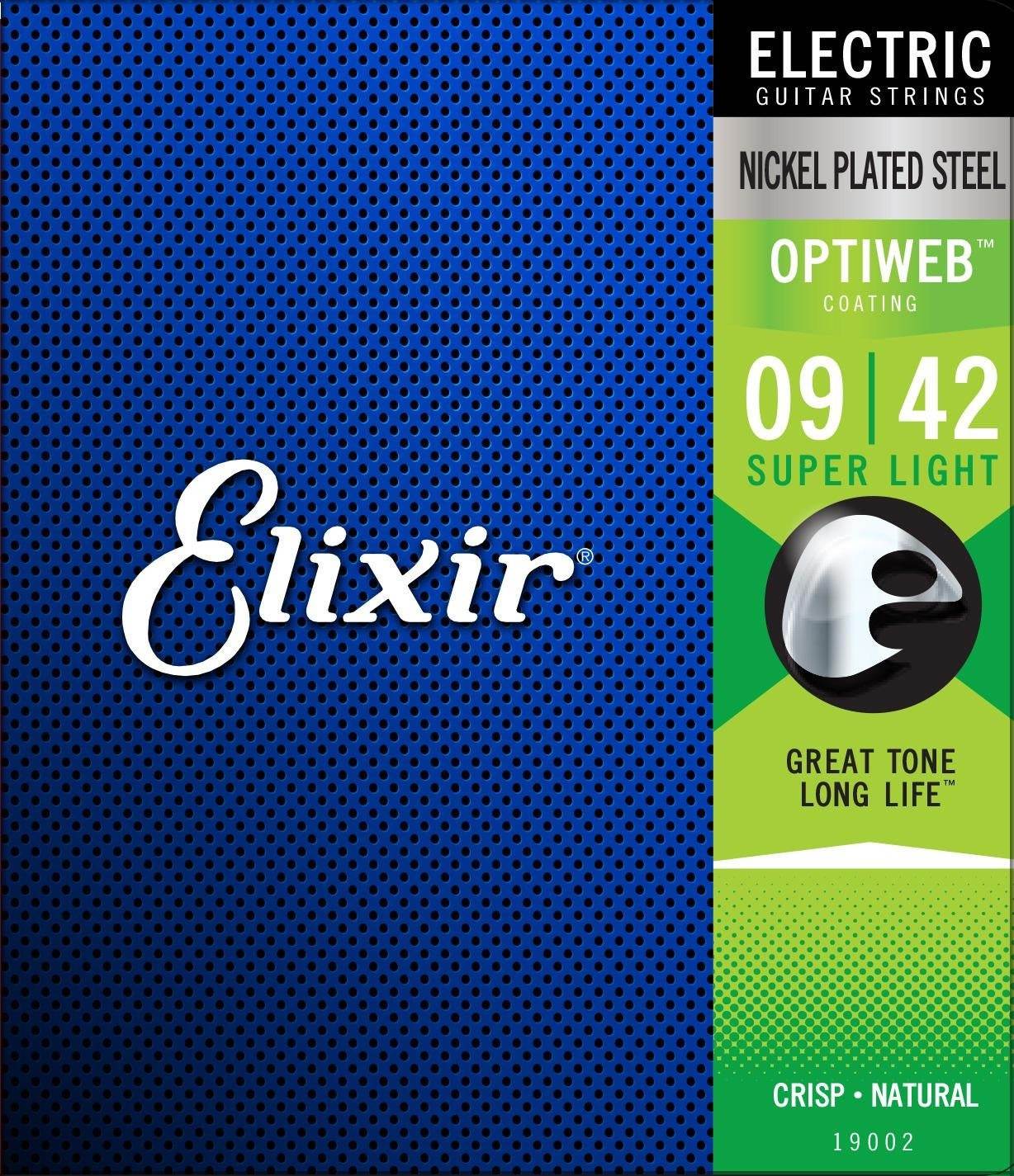 Elixir 19002 Electric Guitar Strings with OPTIWEB Coating, Super Light, 9-42