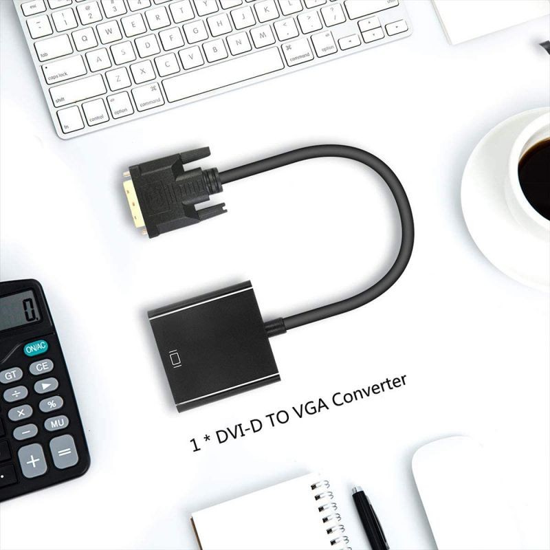 Active DVI-D to VGA Adapter, DVI to VGA Adapter Cable 1080P DVI-D to VGA Cable 24+1 25 Pin DVI Male to 15 Pin VGA Female Video Converter for PC Display (Color: Black)