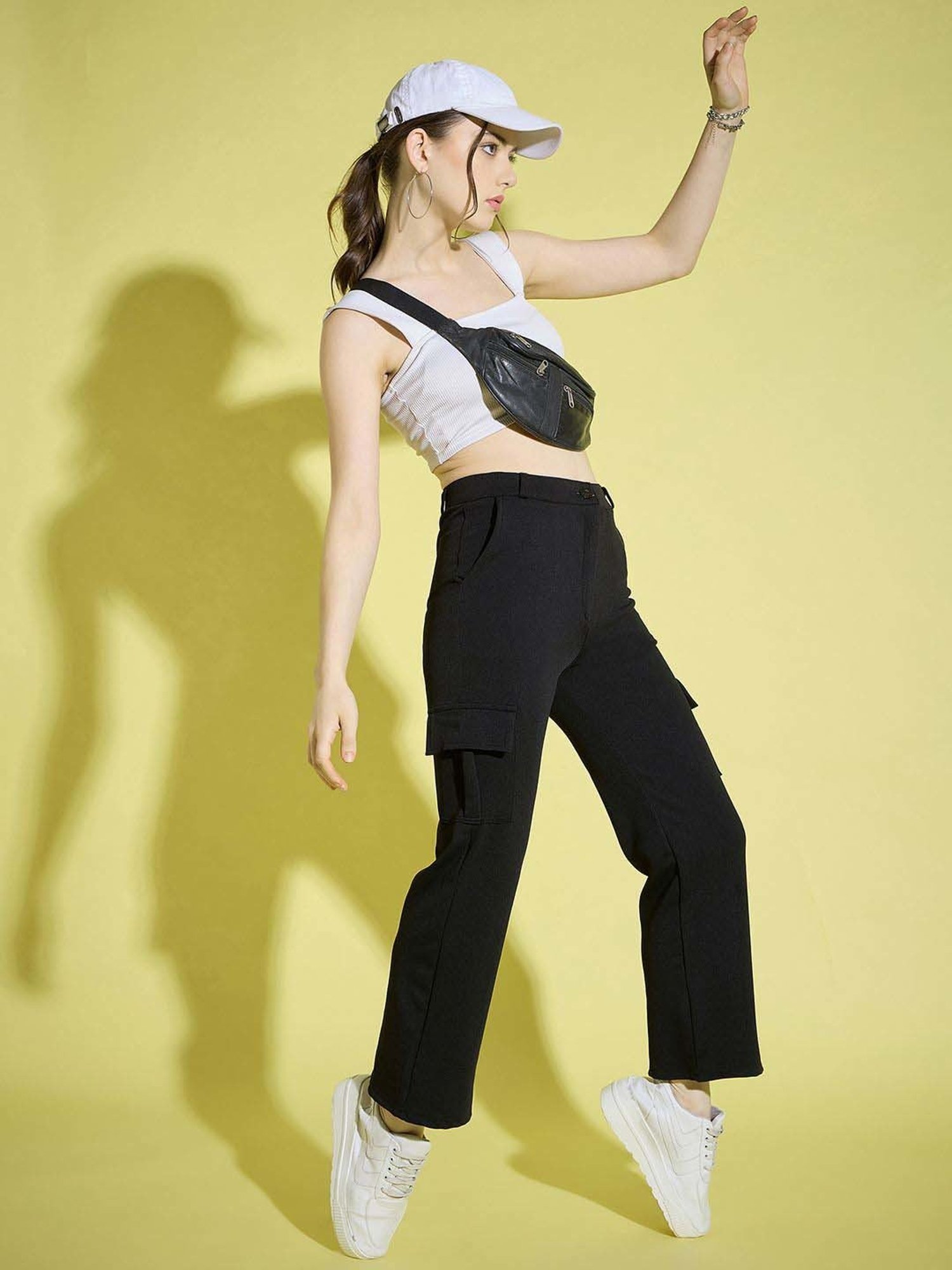 BUYNEWTREND Navy & Black High rise Cargo (Pack Of 2)