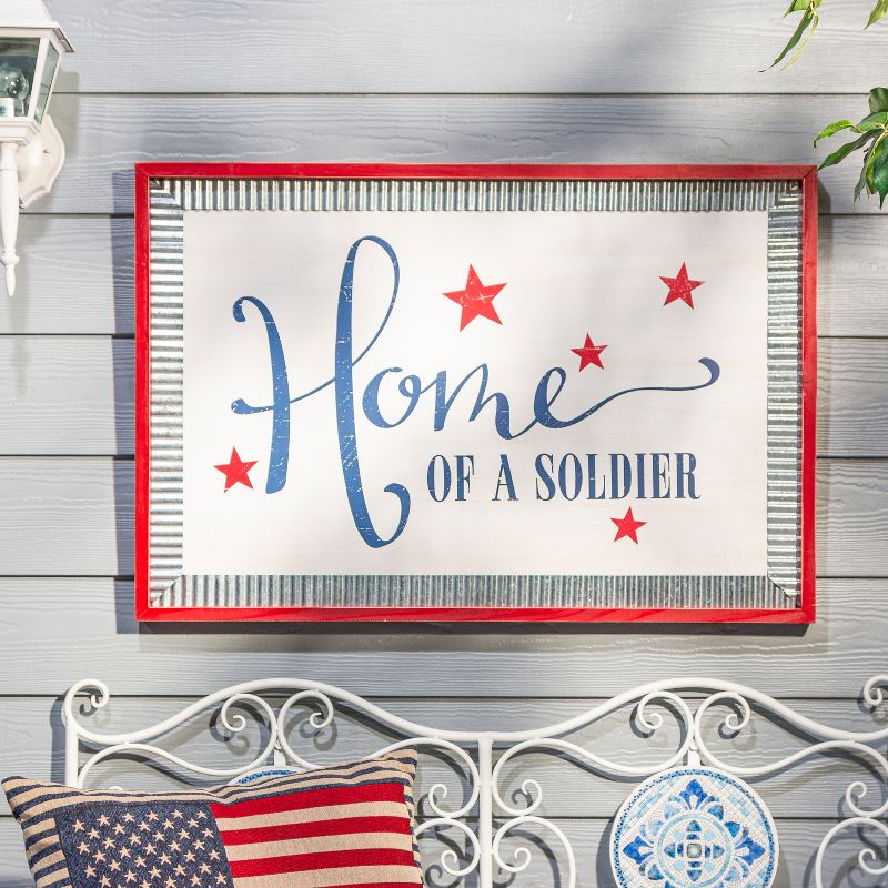 Gerson International 36.2-Inch Long Wood Patriotic Wall Hanging with Metal Accents, Set of  2