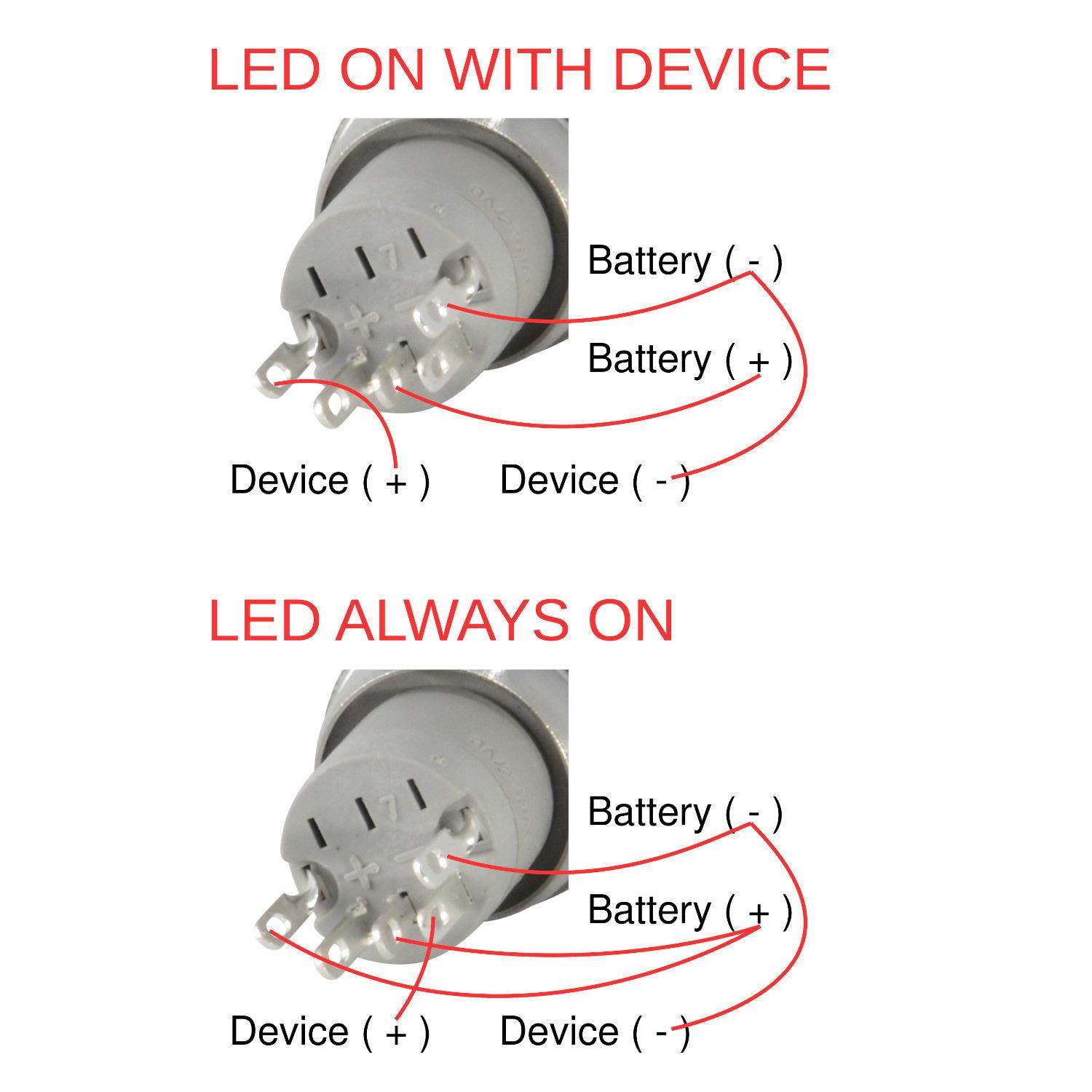 16mm Stainless Steel Momentary Push Button Switch with Yellow LED