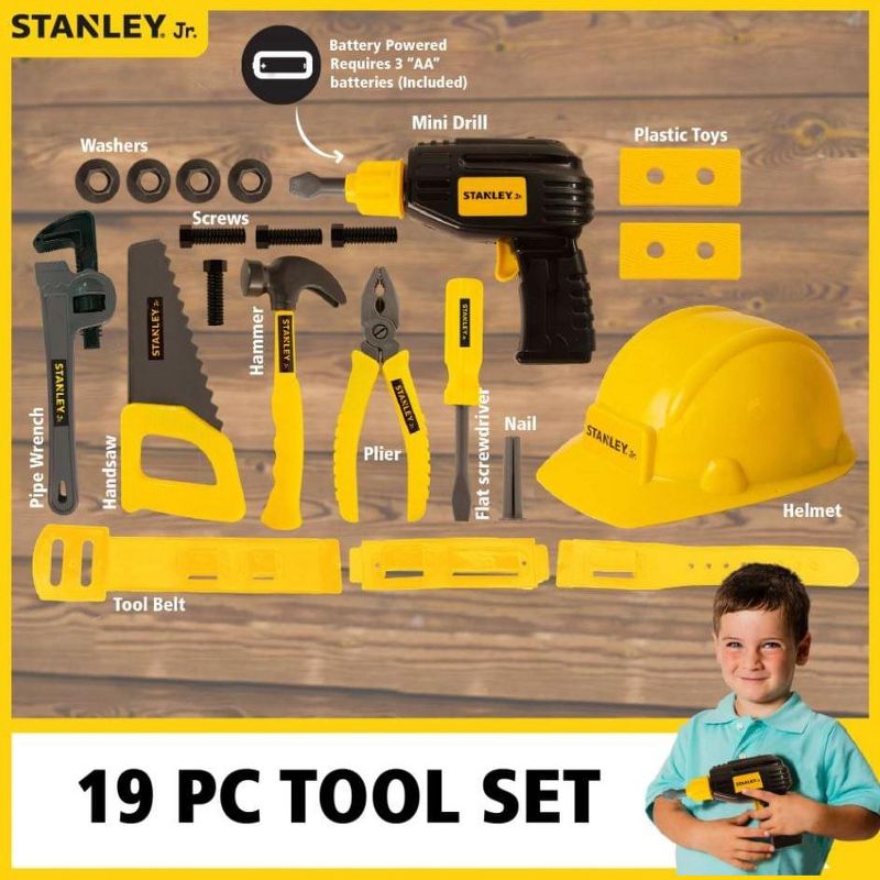 Red Tool Box Stanley Jr. Deluxe Plastic Tool Set #B