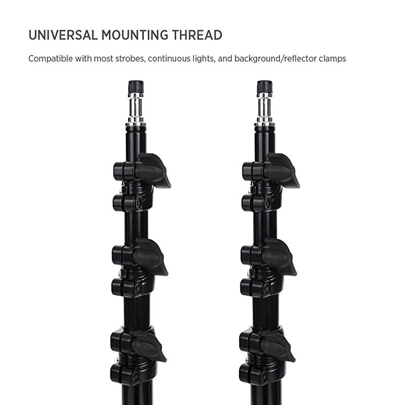 1x 98quot Photography amp Video Light Stand Kit for Lights Reflectors ModifiersCollapsibleSpring CushionedErgonomic KnobsBags amp Sandbags Included