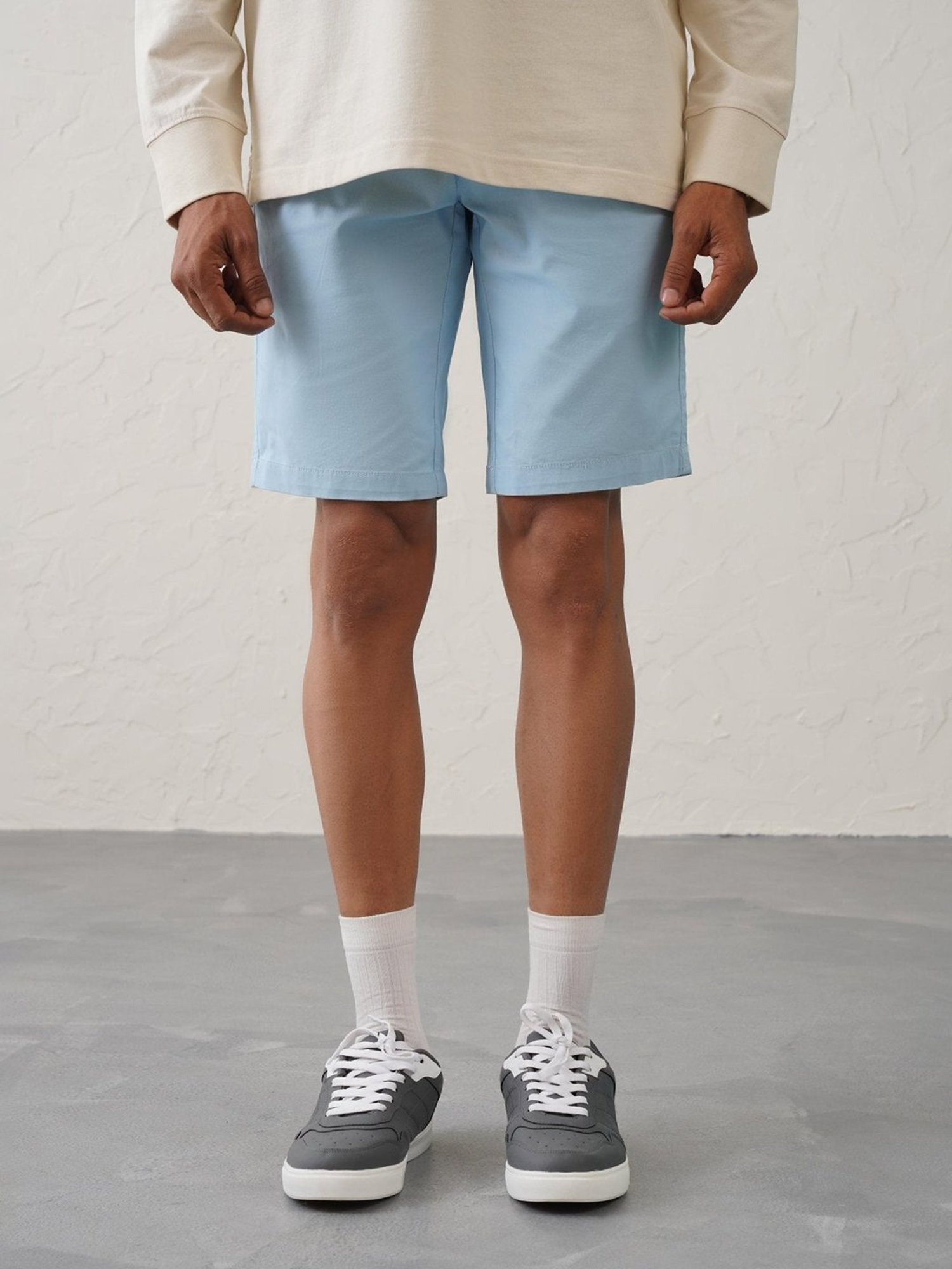 MinusOne Light Blue Regular Fit Shorts