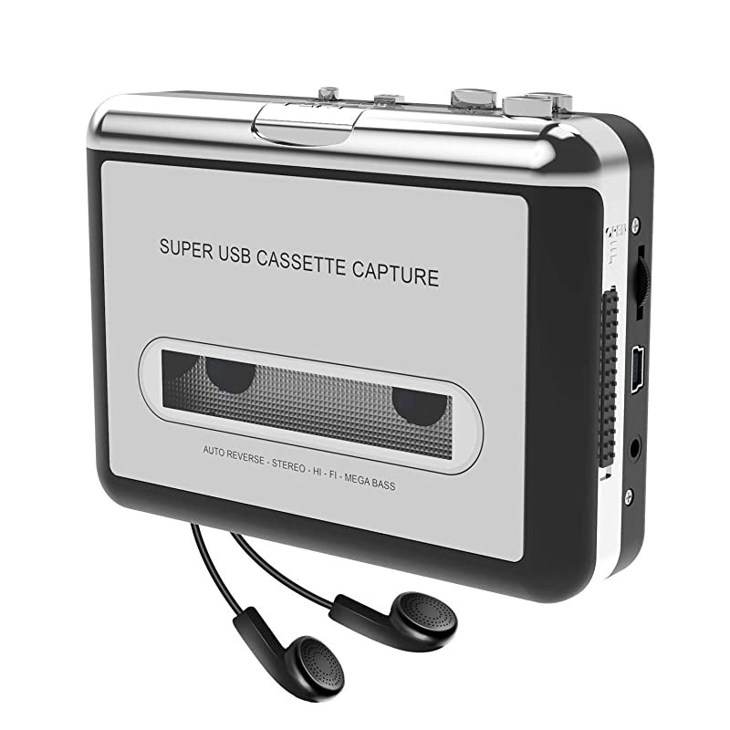 Cassette Player-Cassette Tape to MP3 CD Converter- Powered by Battery or USB,Convert Walkman Tape Cassette to MP3, Compatible with Laptop and PC, USB Cable,Software CD,3.5mm Jack Earphone-