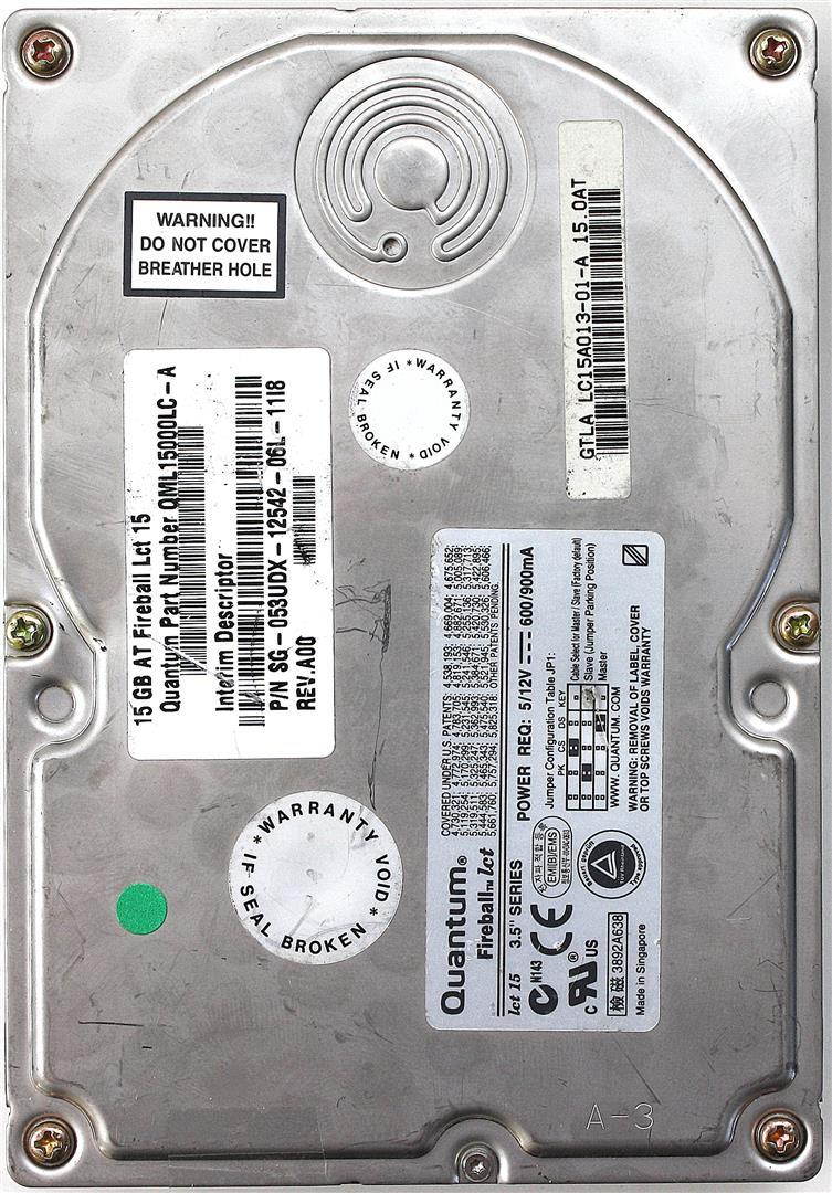 15GB AT FIREBALL LCT 15, SG-053UDX-12542, LC15A013-01-A, DFZXX, ALC1 0F30