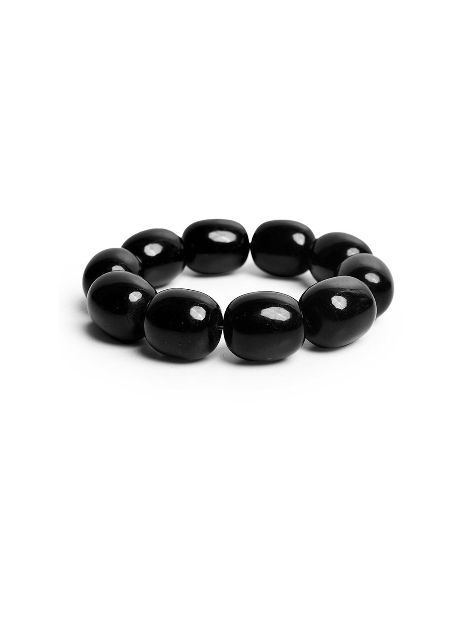 IMLI STREET Black Artificial Stone Stretchable Bracelet for Women