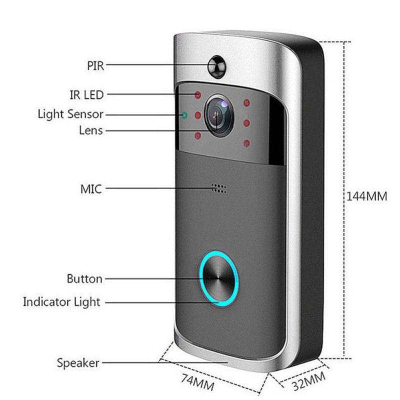 Wireless Video Doorbell, Waterproof WiFi Doorbell Security Camera, Cloud Storage, Two-Way Talk, PIR Motion Detection, Night Vision 1280&times;720P