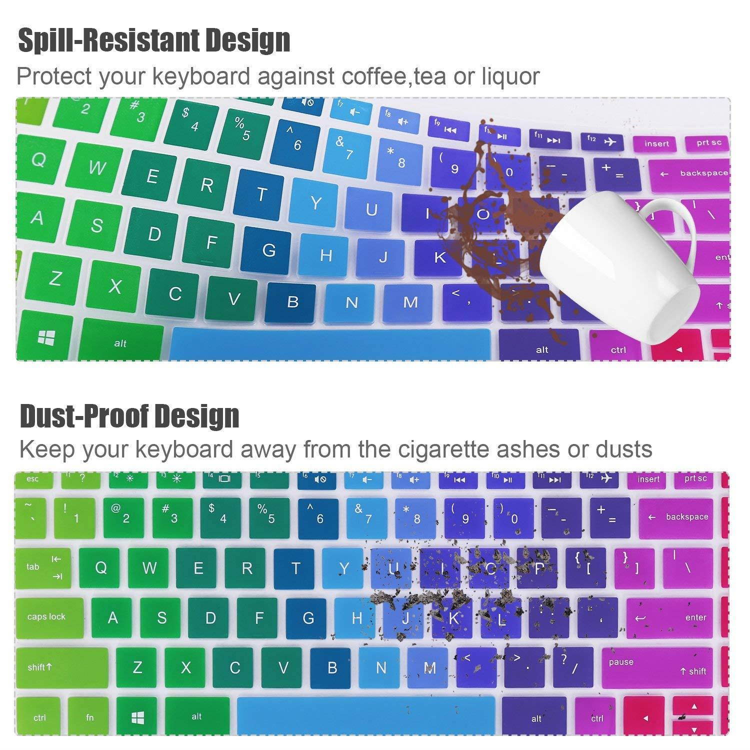 Keyboard Cover Compatible HP Stream 14 Inch Laptop /2018 2017 New HP Stream 14 Inch /14 Inch HP Pavilion 14-ab 14-ac 14-ad 14-al 14-an Series -Rainbow
