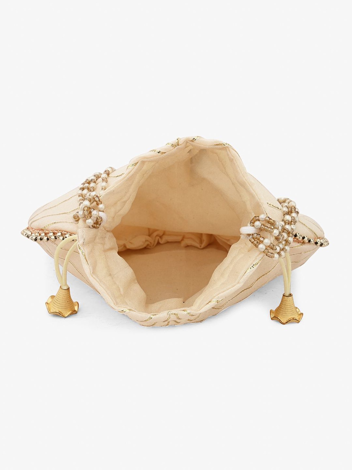 Gaurapakhi Off White Striped Small Potli