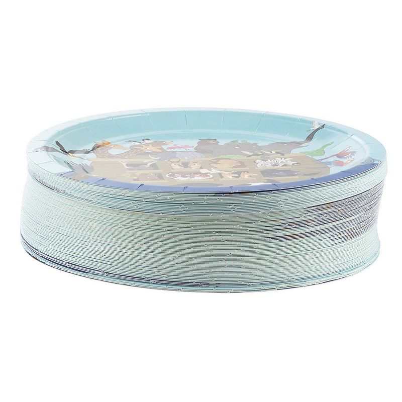 Blue Panda 80-Count Disposable Paper Plates, Noah's Ark Party Supplies Church Gatherings Round 9"x9"