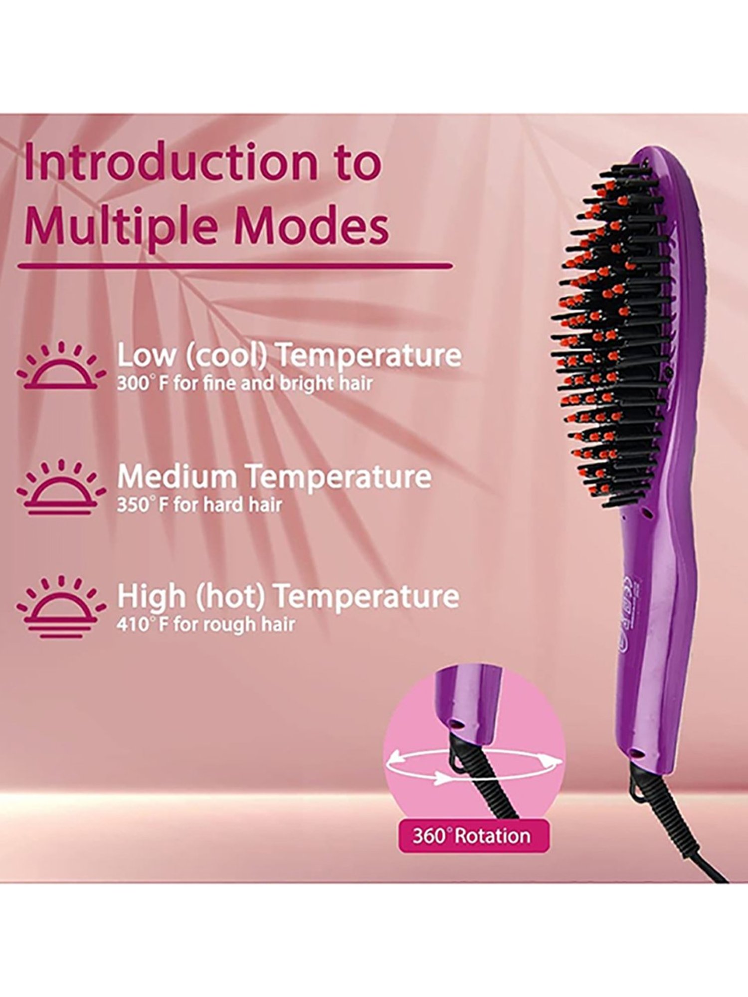 iGRiD IG-1099 Ionic Hair Straightener Brush with Ceramic Coating Plate (Purple)
