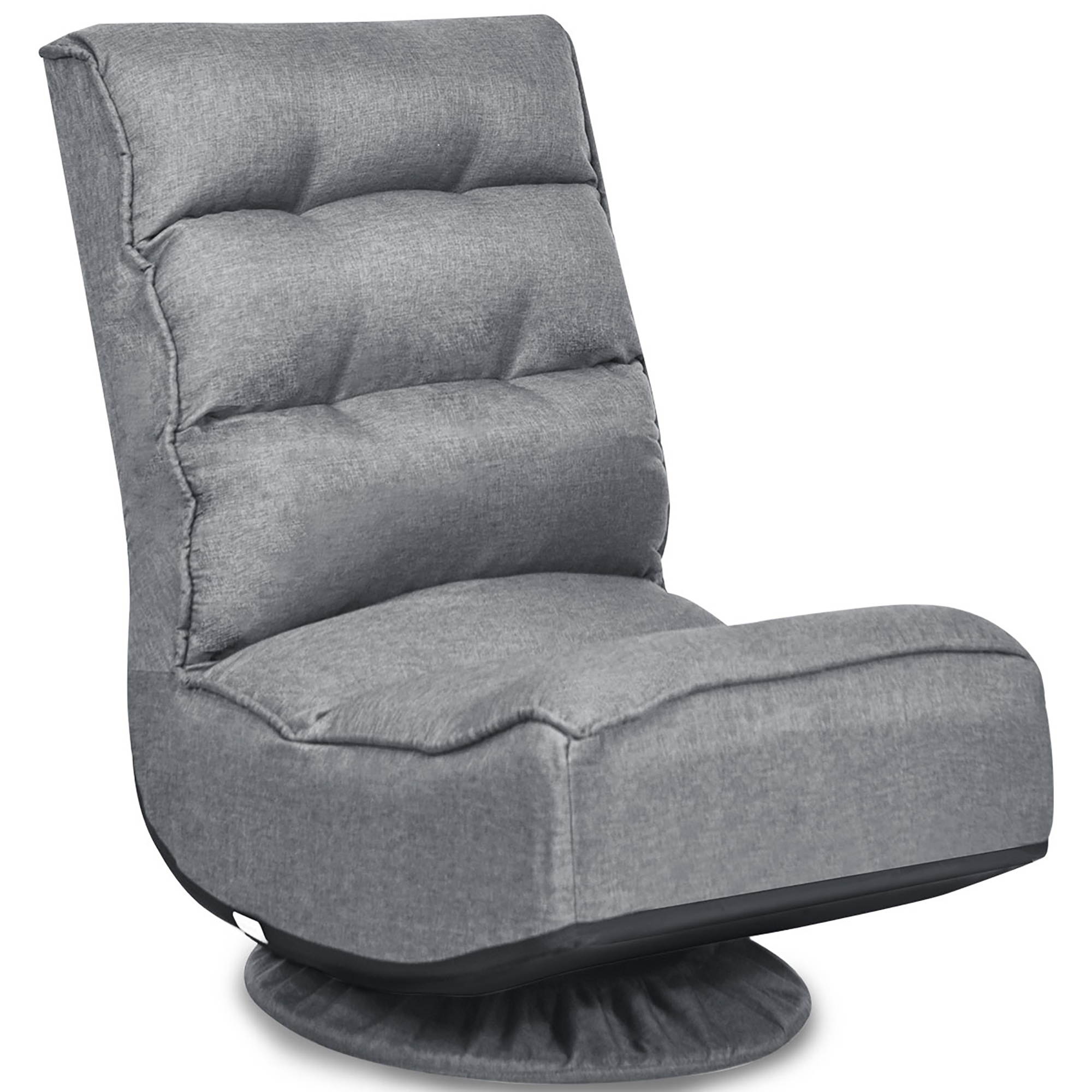 Folding Game Chair Floor Lazy Sofa 4-Position Adjustable 360 Degree Swivel Gray