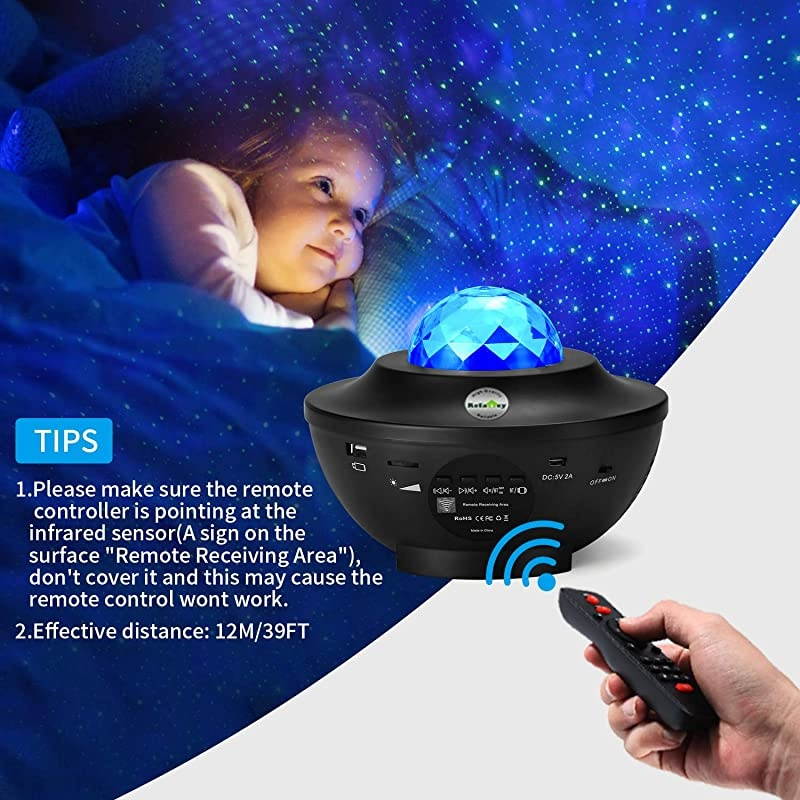 Star Projector Starry Projector Light with 21 Lighting Modes with Remote Controlamp Builtin Music Player Ocean Wave Star Projector As Gifts Decor Birthday Party Wedding Bedroom Living