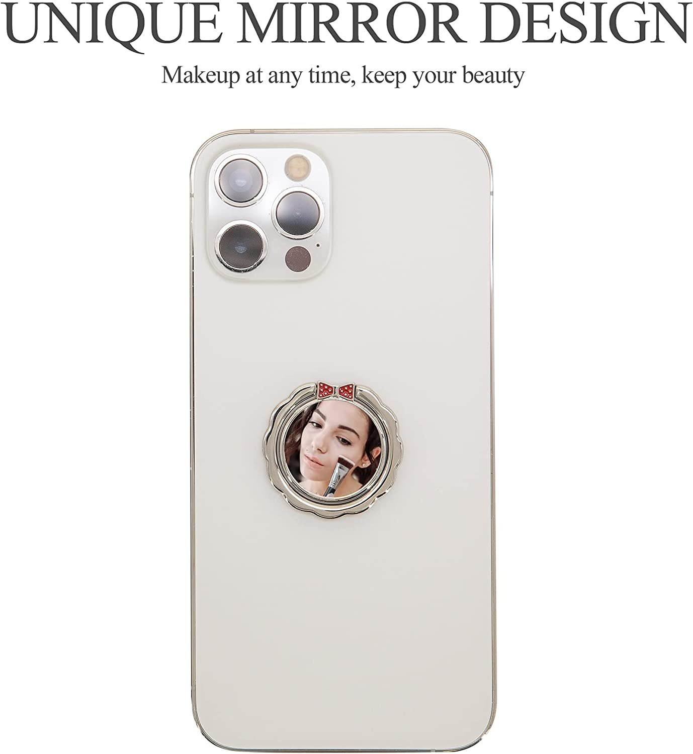 Phone Finger Ring Stands 360 Degree Rotation Mirror Metal Ring Phone Ring for Magnetic Car Mount Compatible,Compatible with iPhone, Android & Other Smartphones (Demon Sliver)