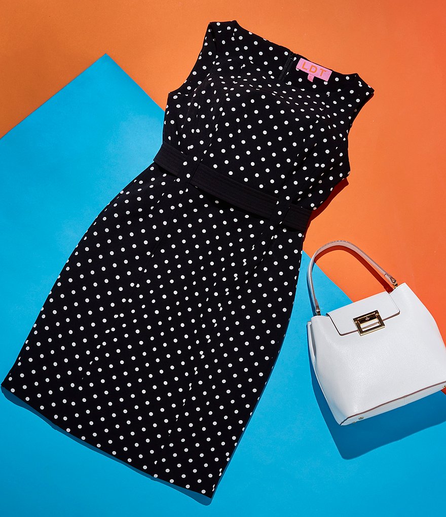 LDT Annemarie Stretch Crepe Dotted Sleeveless Dress
