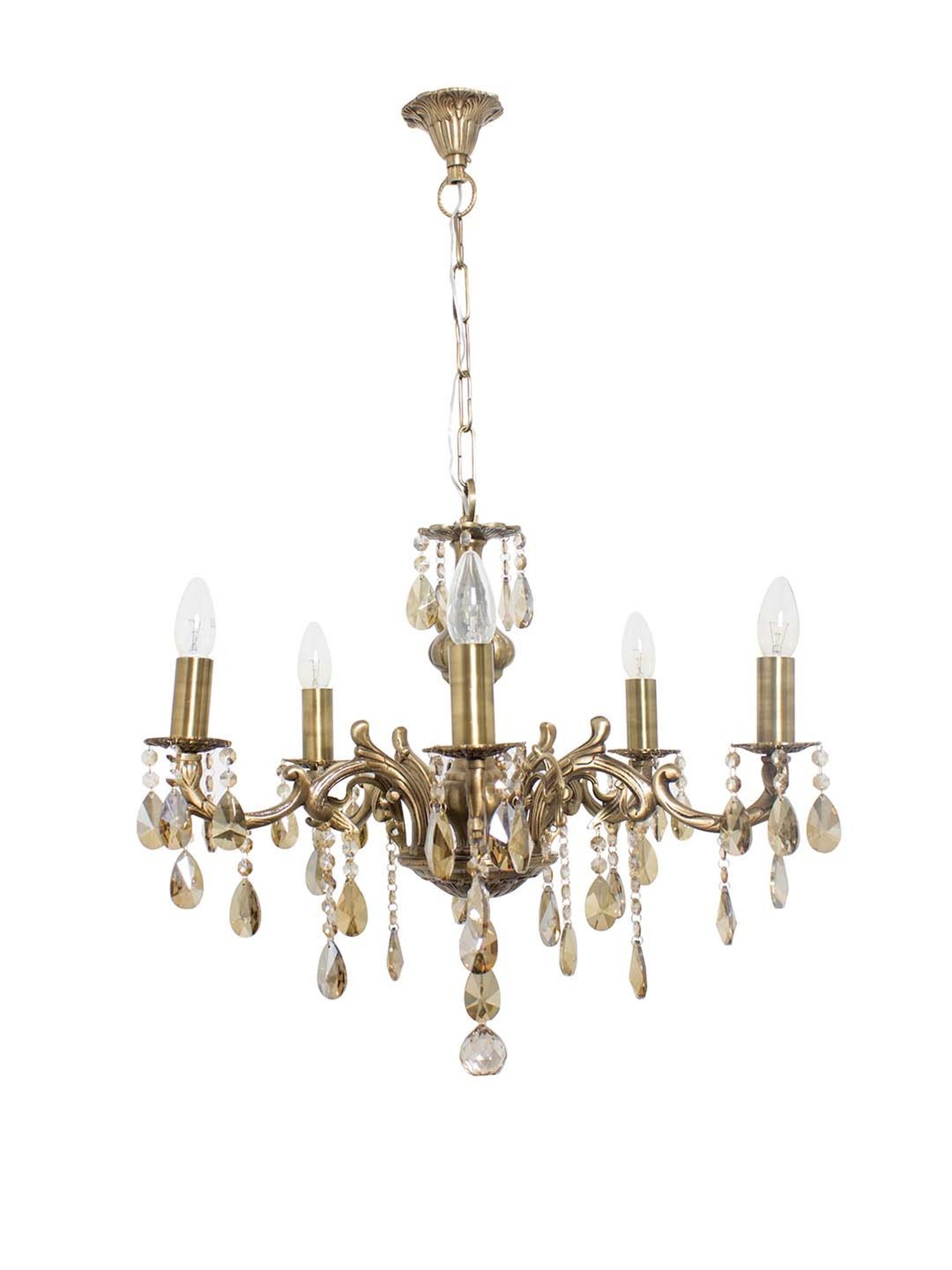 Fos Lighting Candle Lamp Honey Crystal 5 Lights Chandelier - Set of 1