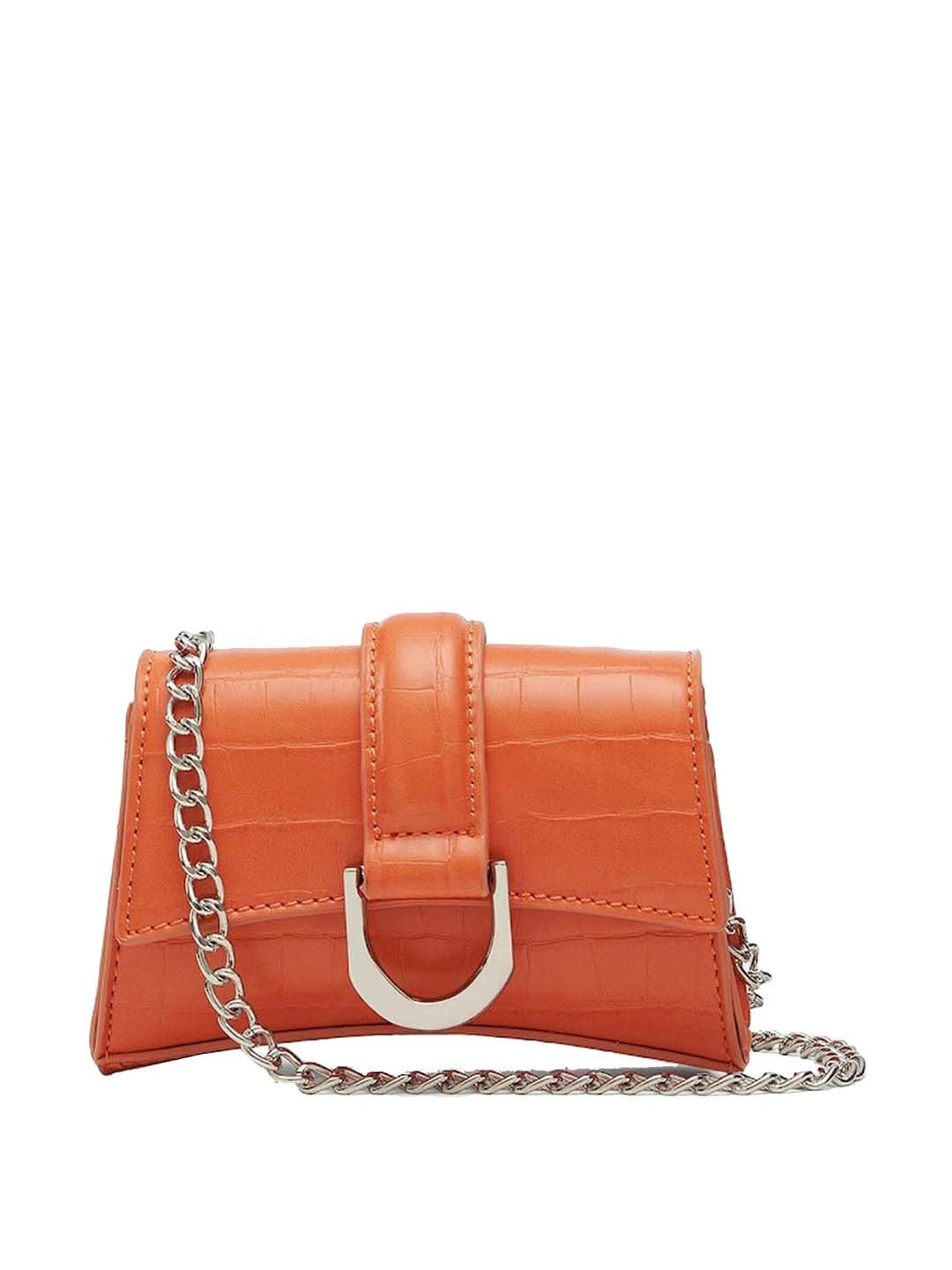 Miraggio Orange Textured Small Sling Handbag