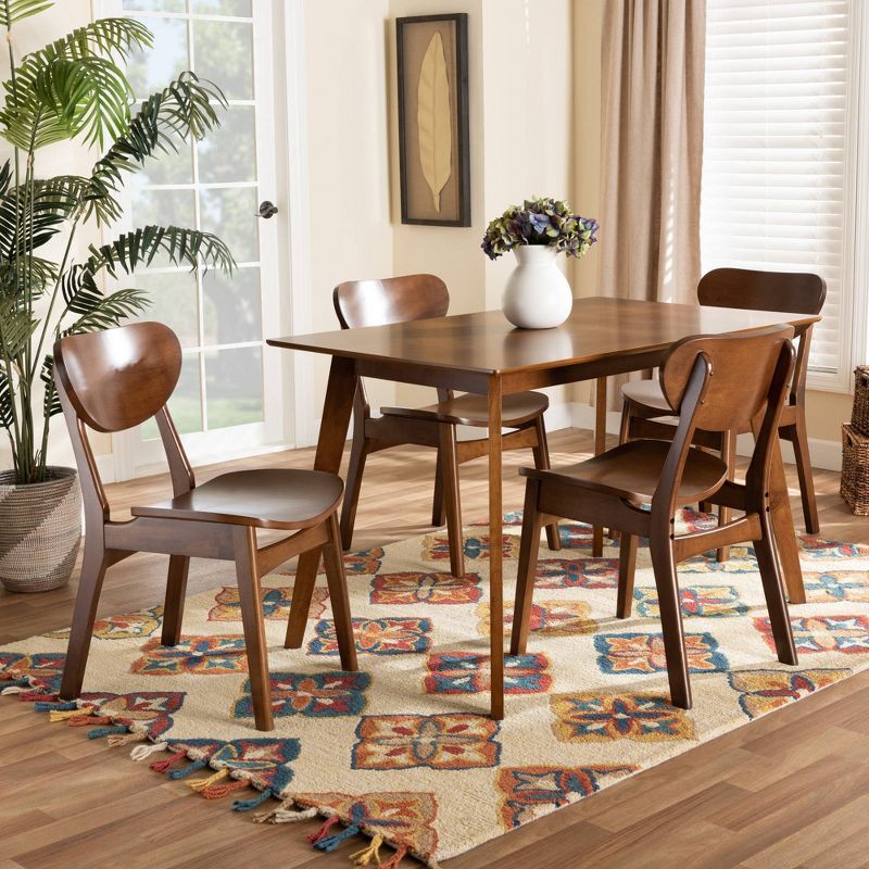 5pc Katya Wood Dining Set Brown - Baxton Studio