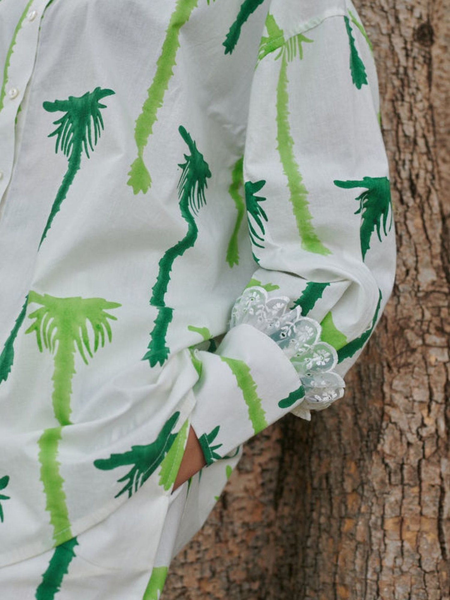 Khajoor Studio White & Green Sundaze Statement Khajoor No.1 Shirt