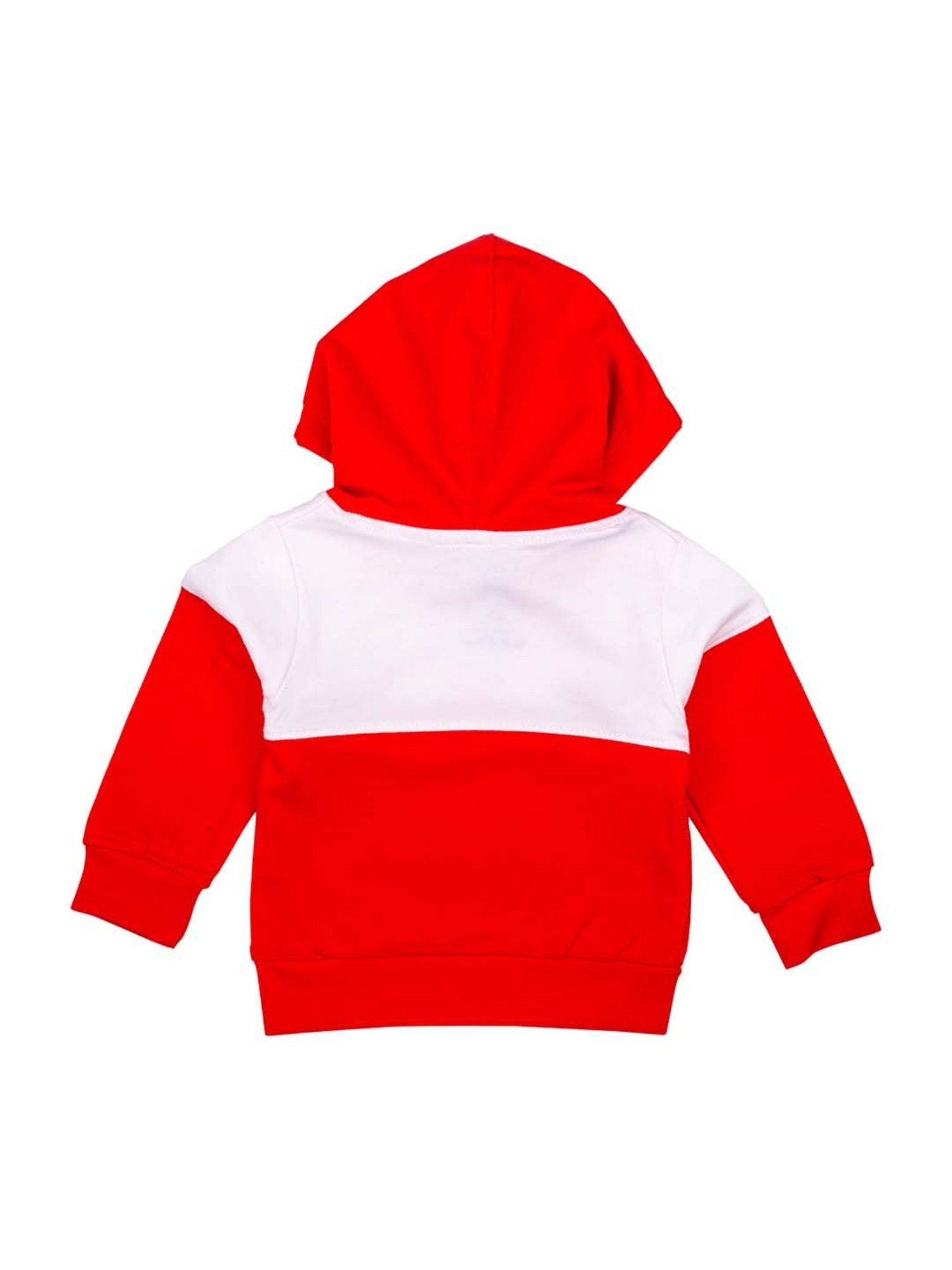 Mee Mee Kids Red Cotton Color Block Pattern Hoodie