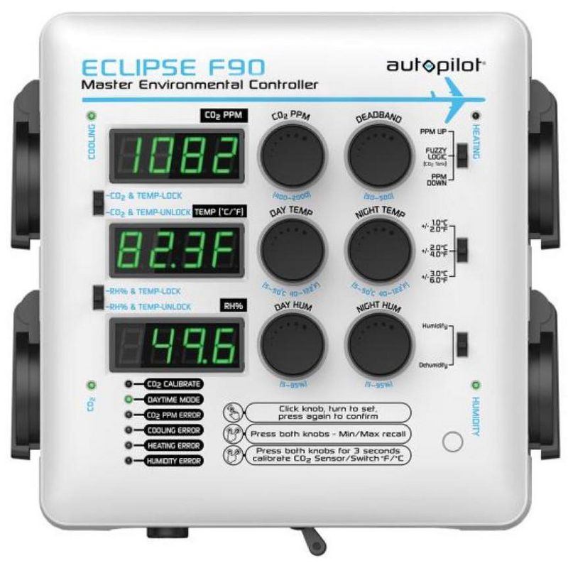 Autopilot APE4200 Eclipse F90 Master Environmental Controller Growing Tent Greenhouse Wall Unit for Humidity, Temperature, and CO2, White