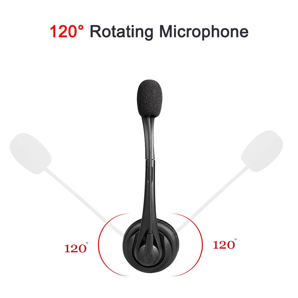 USB Unilateral Headset, Wired USB Headphone With Microphone Noise Reduction And Audio Control For PC Computer Business Communication Online Chat UC Skype Lync Softphone Call Center Office Gaming-Black