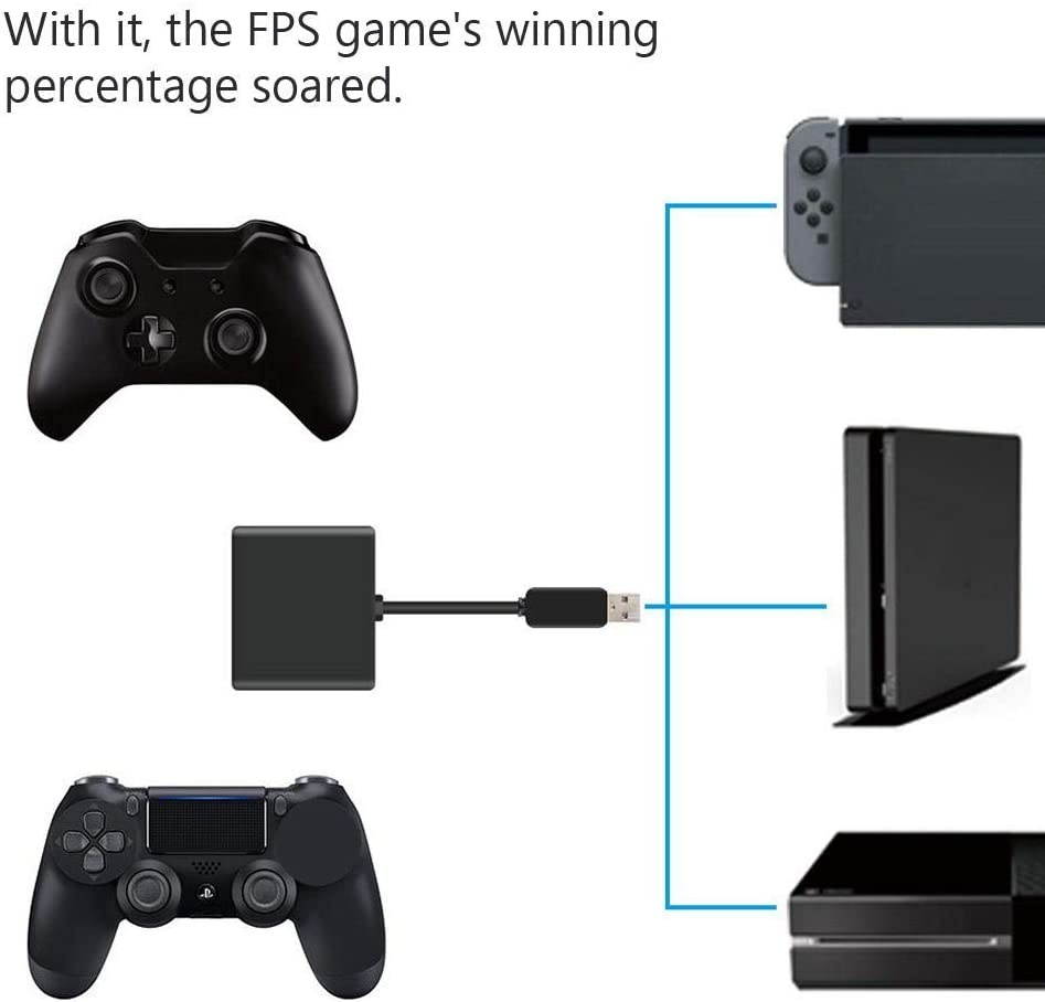 Wendry Mouse and Keyboard Controller Converter Adapter, Mini Mouse and Keyboard Converter Adapter for PS4/Xbox One/Switch Without Delay