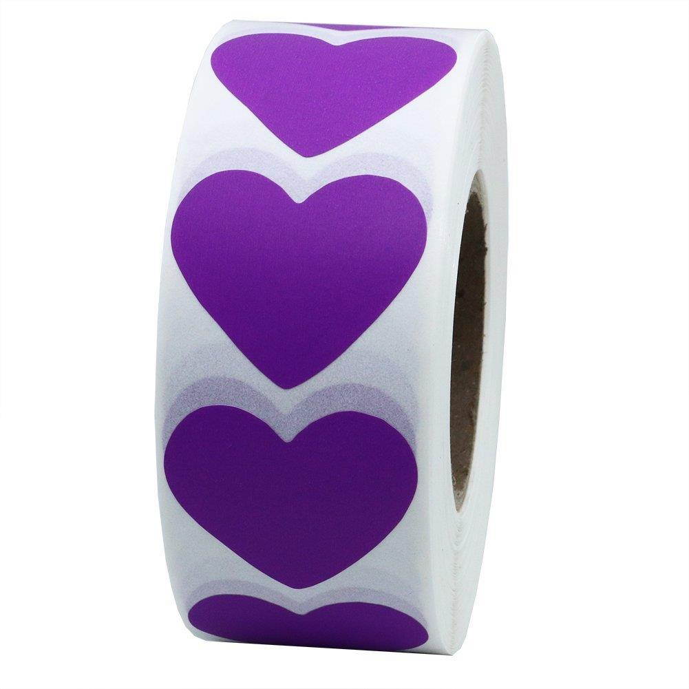 Hybsk Purple Heart Stickers 30mm Adhesive Labels 1,000 Per Roll (1 Roll)