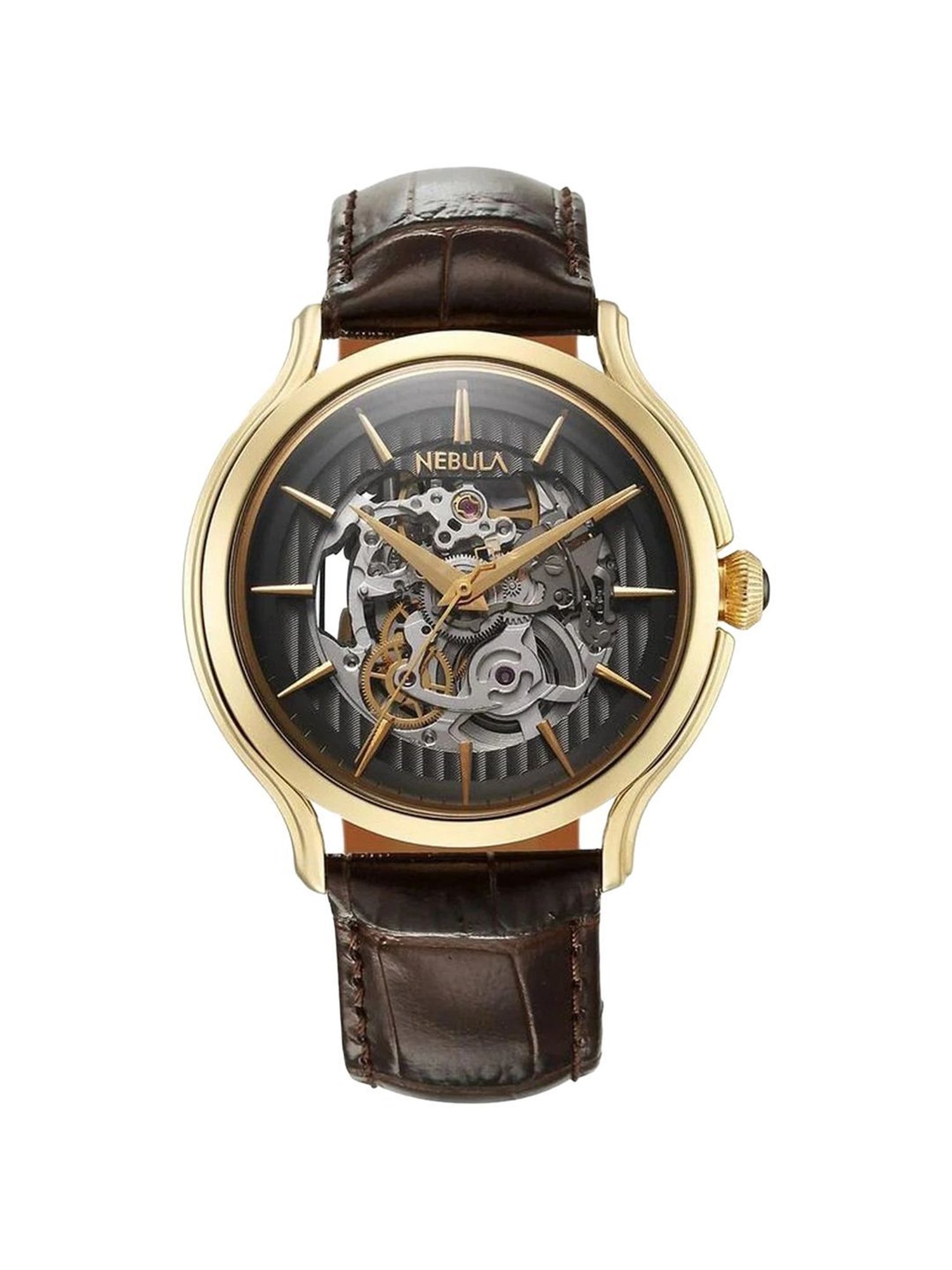 Nebula 5074DL01 Art Deco Skeleton Automatic 18 Karat Solid Gold Watch for Men