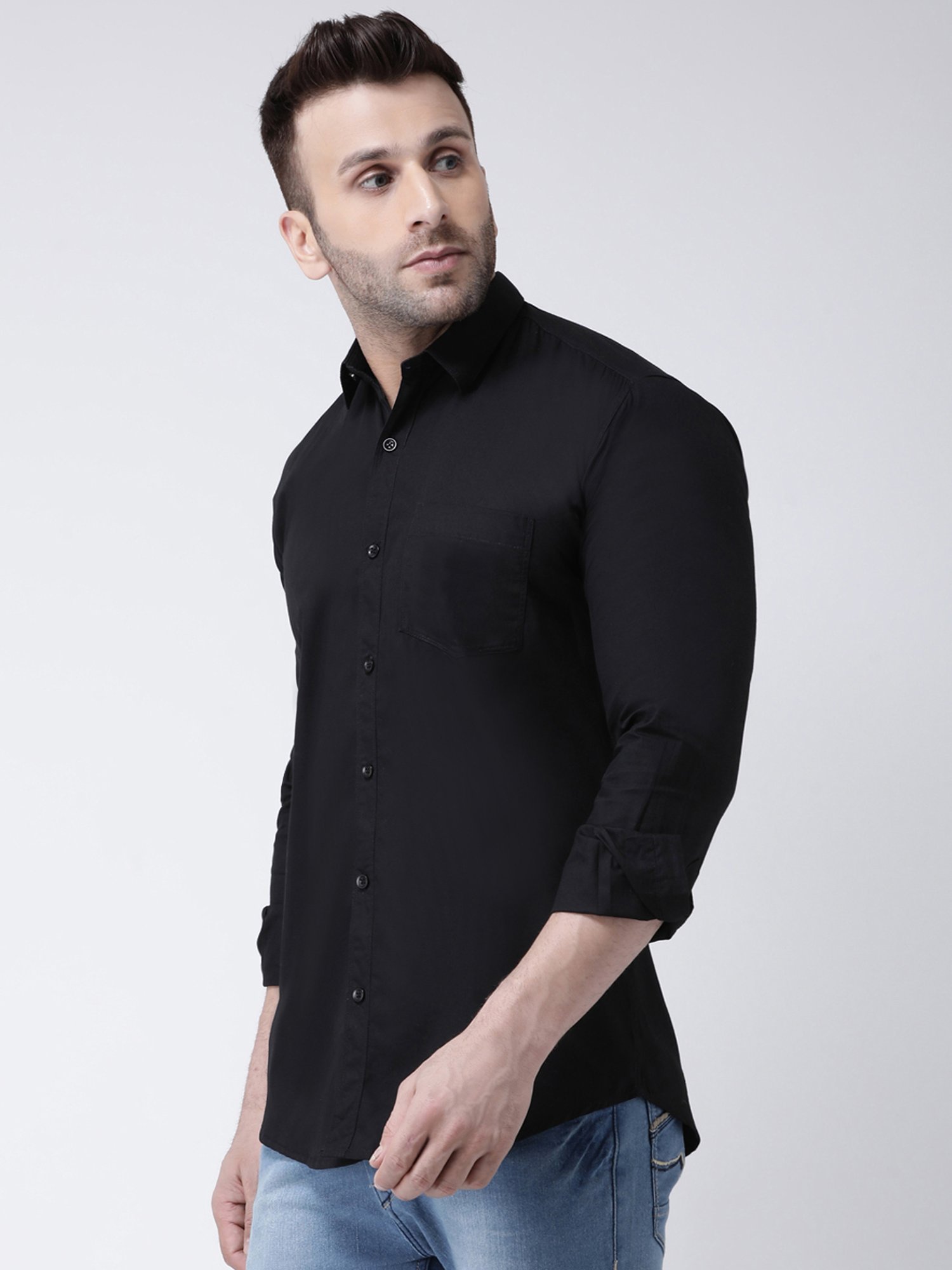 Hangup Plus Black Slim Fit Pure Cotton Shirt