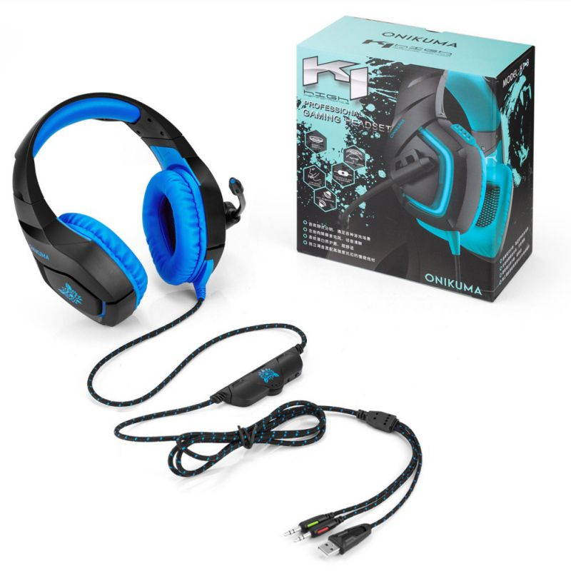 ONIKUMA Gaming Hedaset, Xbox One Headset with Noise Cancelling Mic & Stereo Surround Sound, Over-Ear Headohones with LED Light, PS4 Games Headset Compatible with Xbox One PS5 PC Mac Laptop