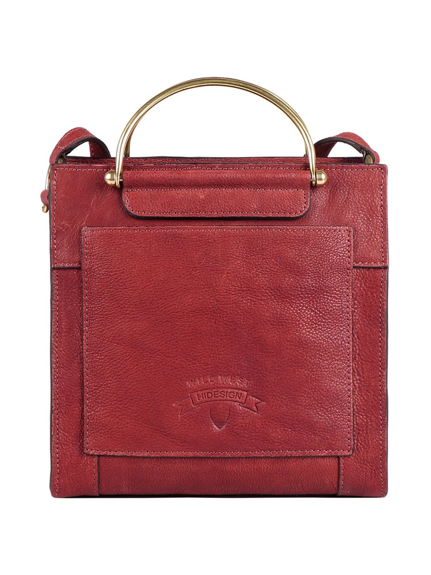 Hidesign Wild West Red Embroidered Medium Handbag