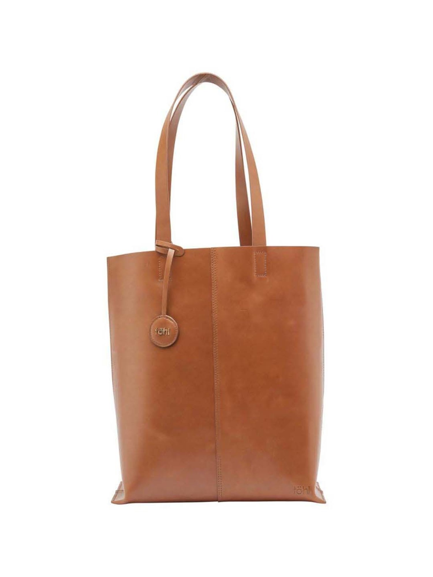 Tohl Down to Earth Brown Solid Medium Tote Handbag with pouch