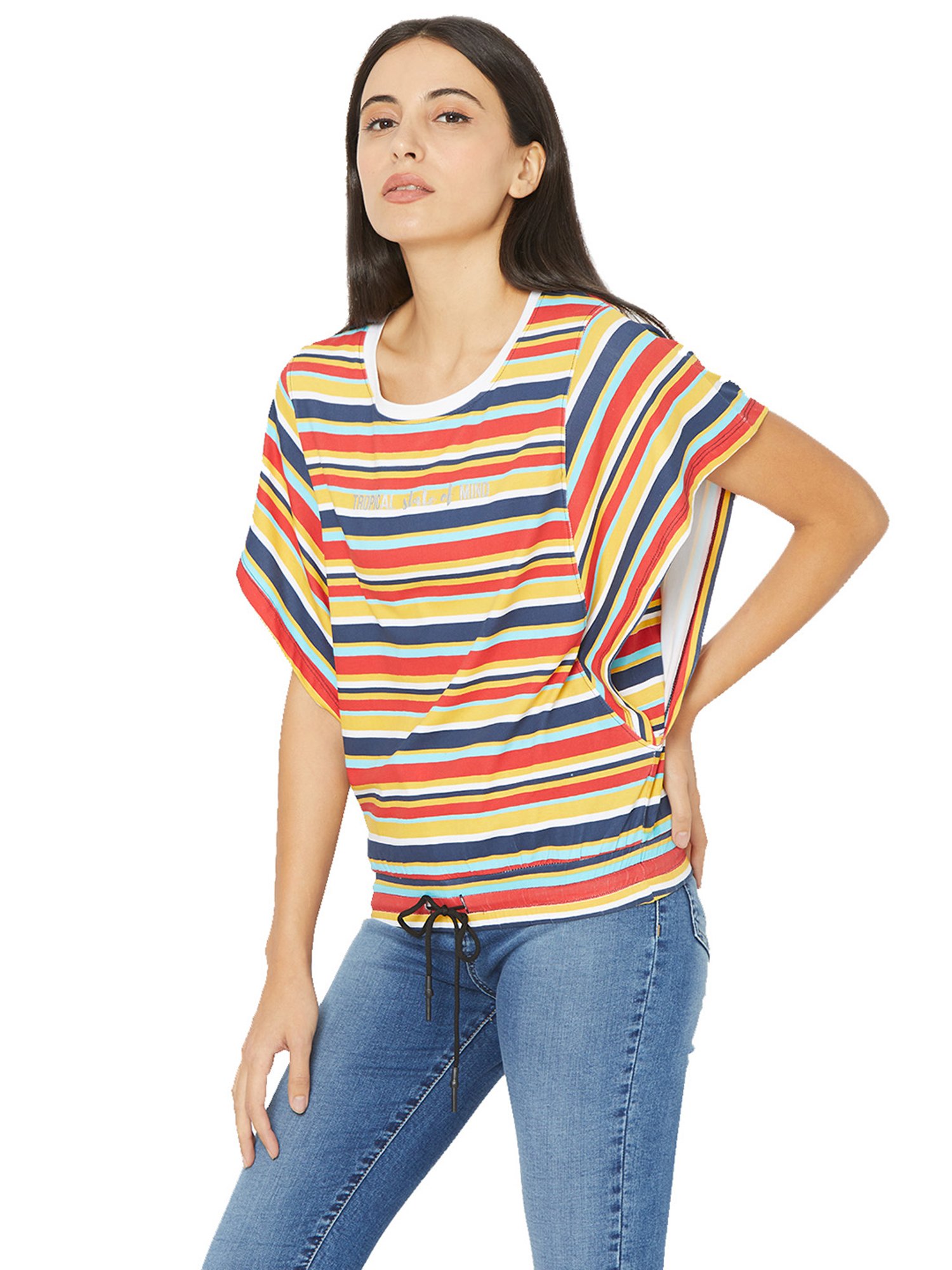 Spykar Yellow & Blue Striped Top