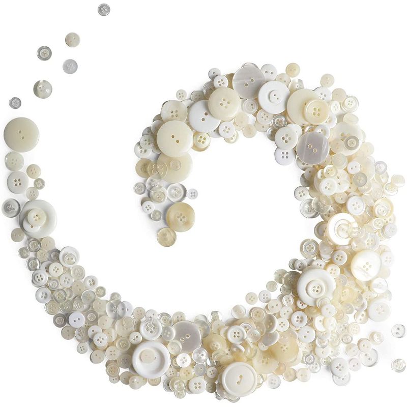 700 Pieces Round White Resin Buttons 0.8-3cm with 2 and 4 Holes for DIY Crafts, Sewing and Scrapbooking