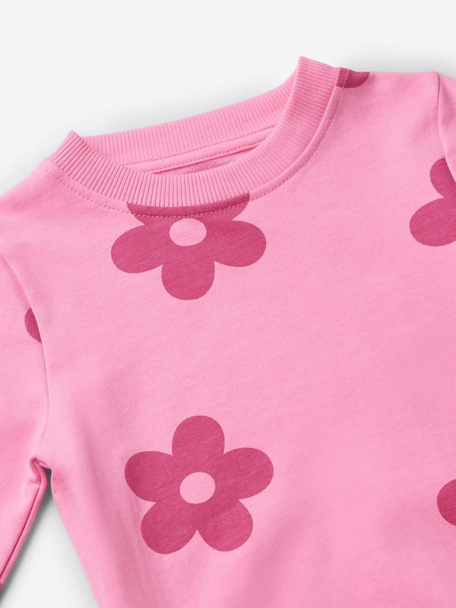 The Souled Store Kids Pink Cotton Floral Print Full Sleeves Sweatshirt