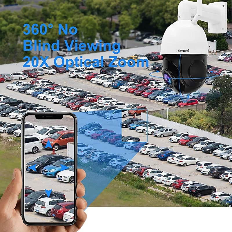 PTZ WiFi Security Camera Outdoor, 20x Zoom Smart Surveillance IP Camera, 1000ft View Distance/SDM Array IR Night Vision/Detection Alarm / 2-Way Audio/SD Card Slot/ONVIF/ IP66 Waterproof