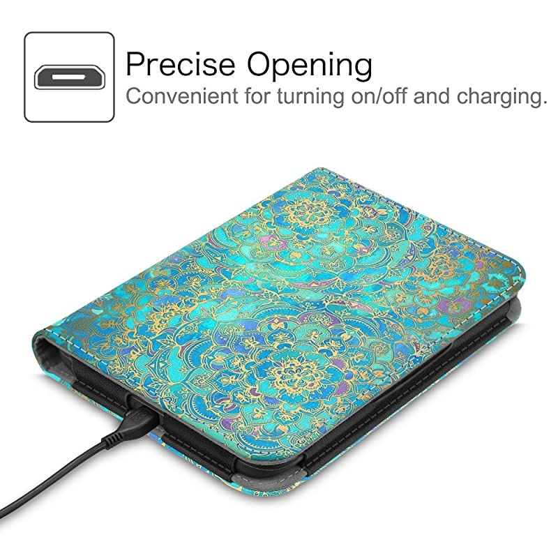 Case for Nook GlowLight 3, Slim Fit Premium Vegan Leather Folio Cover for Barnes and Noble Nook GlowLight 3 eReader 2017 Release Model# BNRV520, Shades of Blue