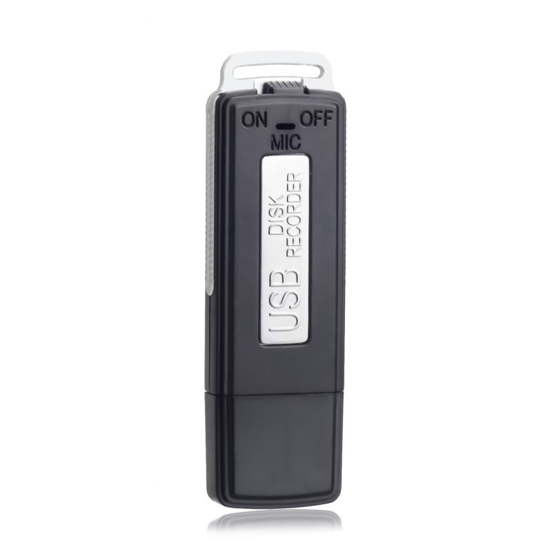 2 in 1 Mini USB Pen 8GB 16GB Key Chain Digital Audio Voice Recorder 384KBPS A Key Recording 70hours Recording Black