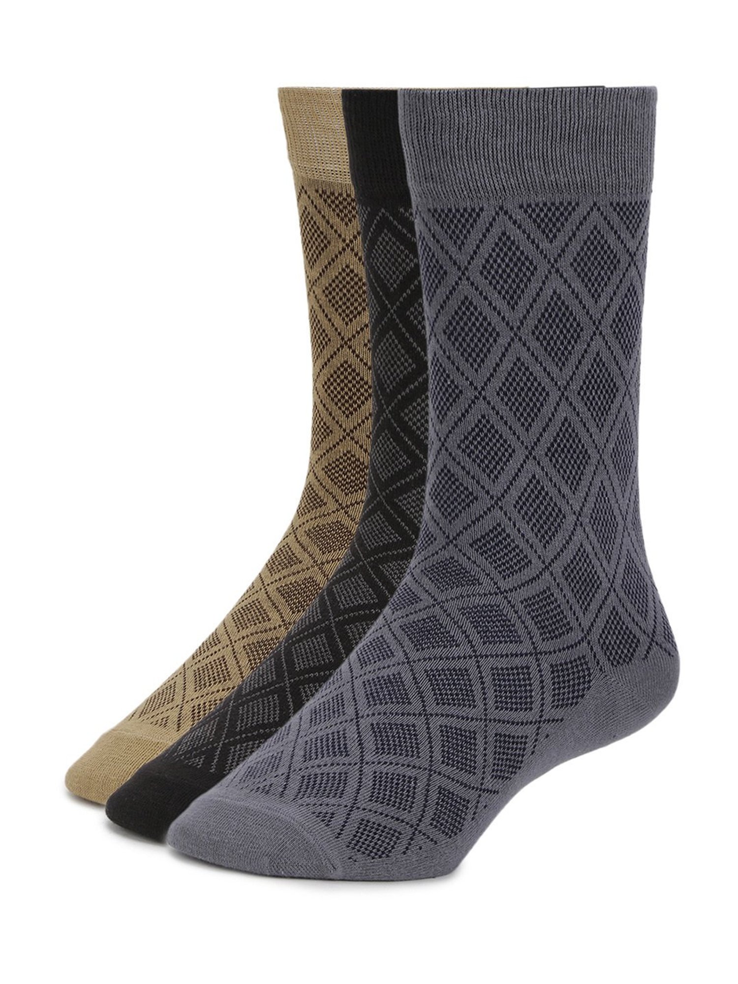 Sokker Multicolor Cotton Checks Socks - Set of 3