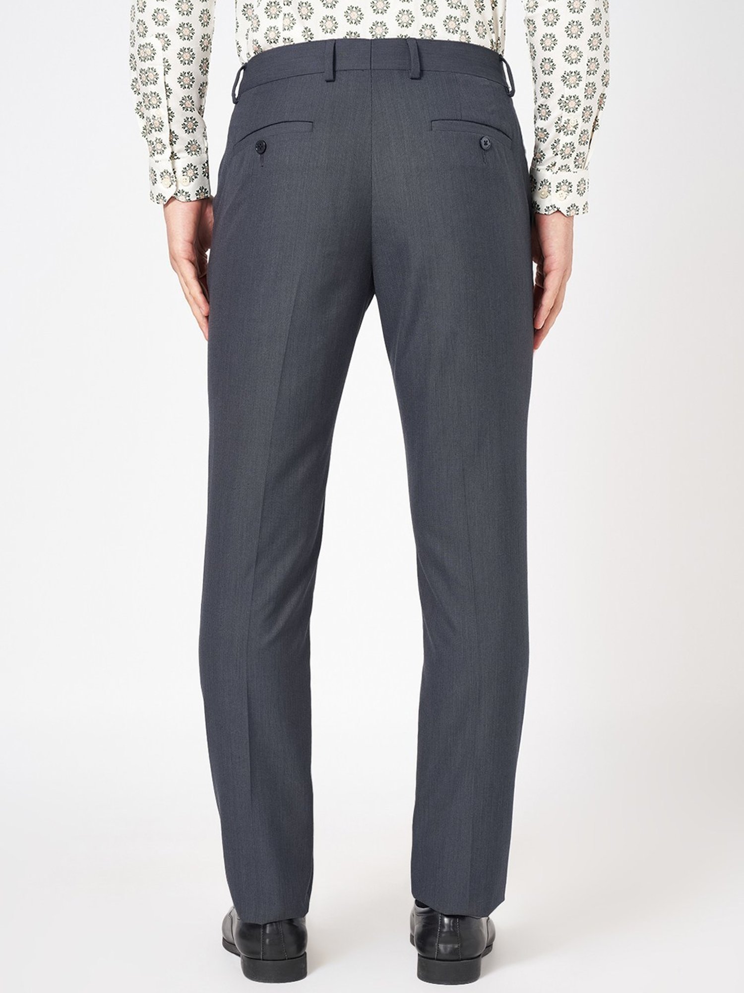 Byford By Pantaloons Black Slim Fit Texture Trousers