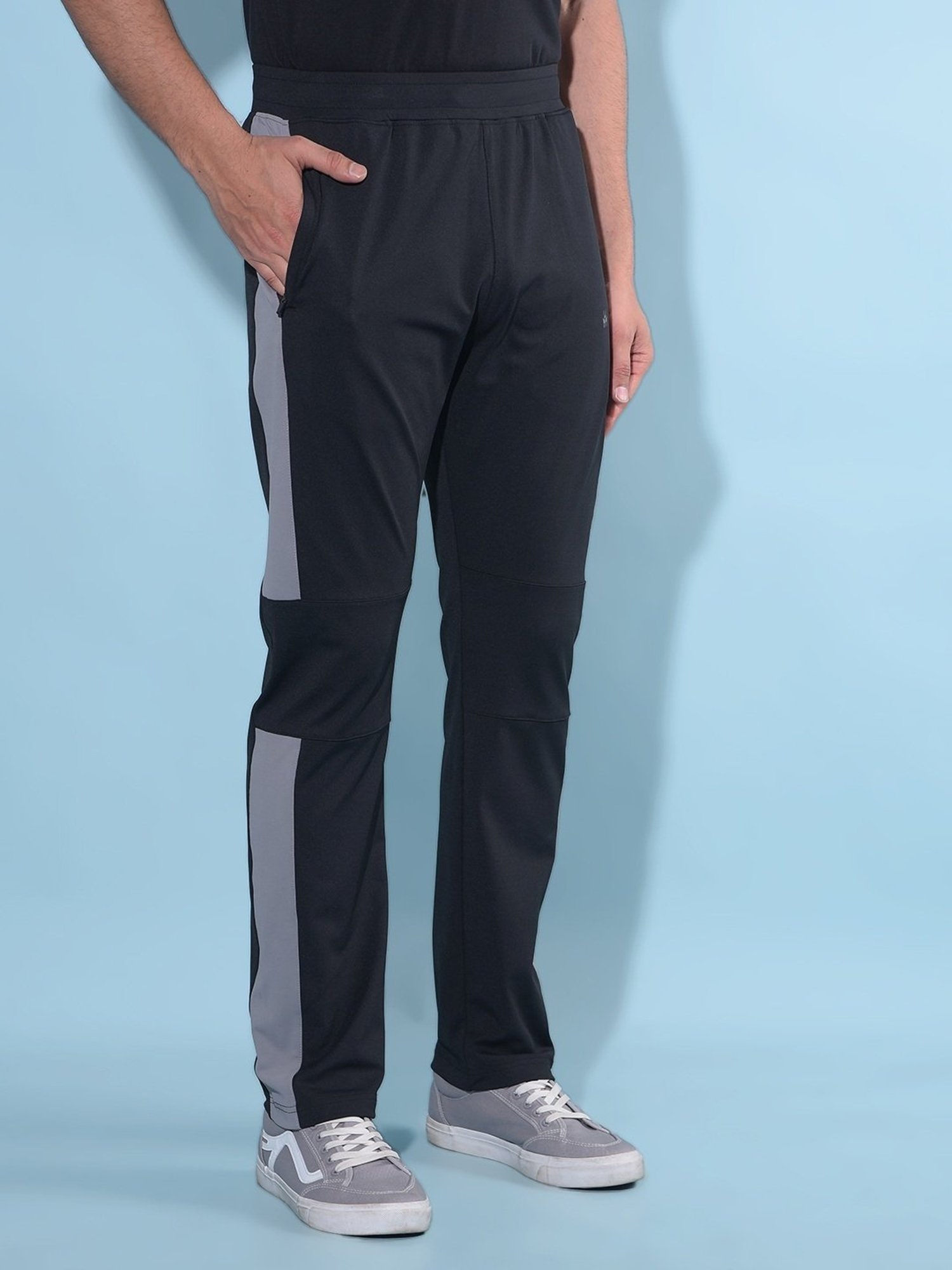 Crimsoune Club Black  Regular Fit Colour Block Trackpants