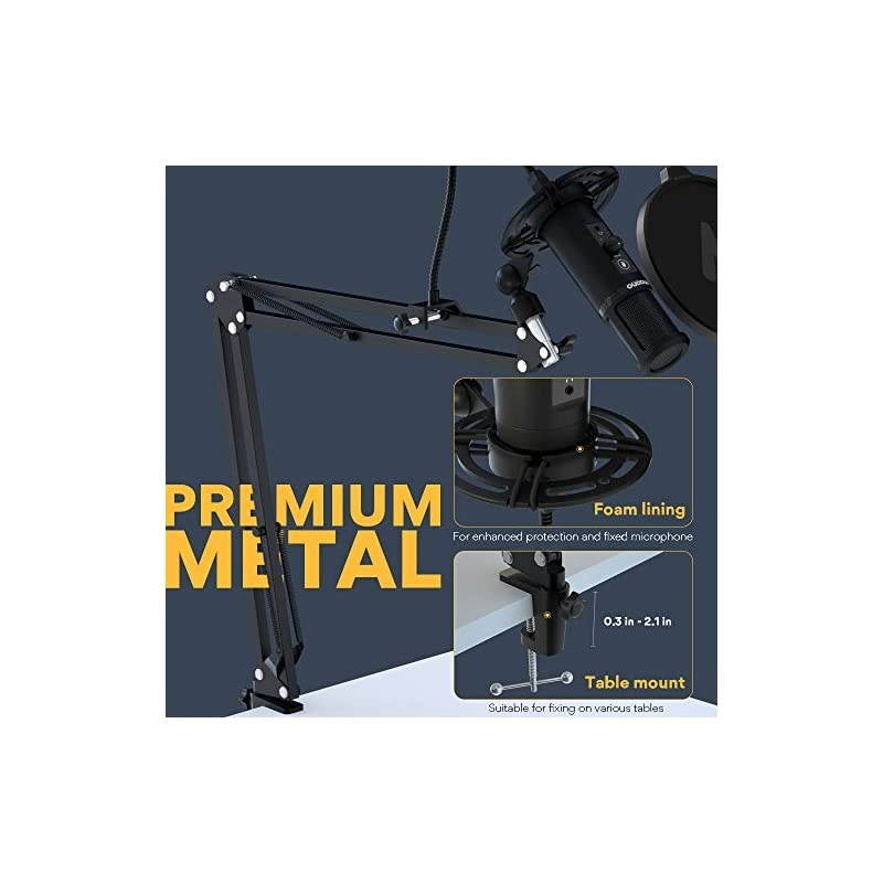 USB Microphone with Zero Latency Monitoring  AU-PM422 192KHZ/24BIT Professional Cardioid Condenser Mic with Touch Mute Button and Mic Gain Knob for Recording, Podcasting, Gaming, YouTube